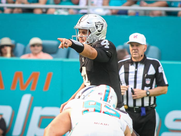 Las Vegas Raiders rookie QB Aidan O'Connell is growing under new Silver and Black leadership.